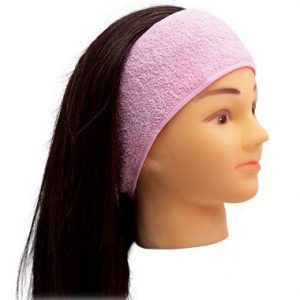 Faixa Atoalhada para Cabelo com Velcro Rosa