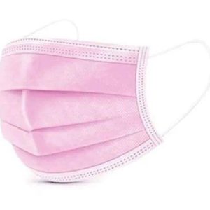 Mascara Descartável tripla ROSA C/ Clip Nasal- 50un