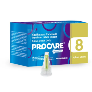 AGULHA CANETA INSULINA 0,3X8MM 30G C/100 PROCARE